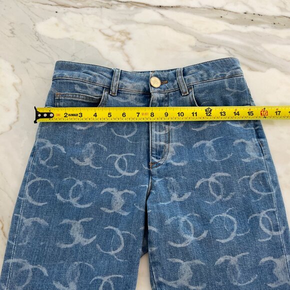 CHANEL 23 CC LIGHT BLUE SKINNY SEQUIN JEANS SIZE FR 34 / US 2 - Picture 11 of 17